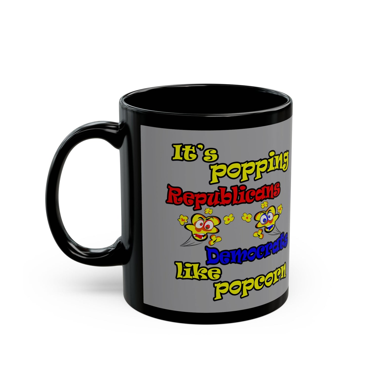 popping like popcorn - Black Mug (grey)