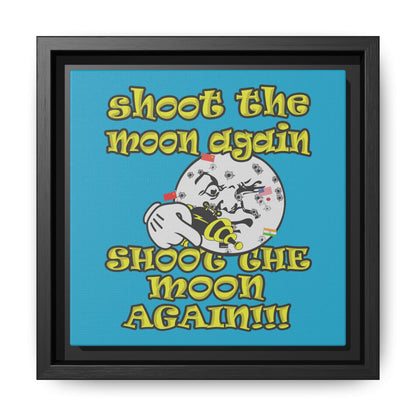 shoot the moon again - framed canvas art (turquoise)