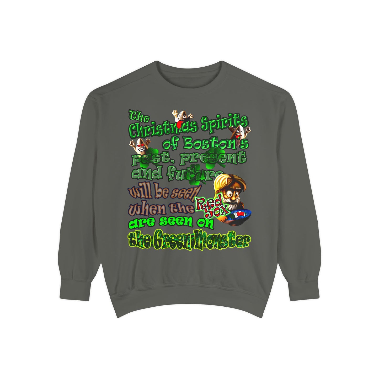 christmas spirits of boston - Unisex Garment-Dyed Sweatshirt