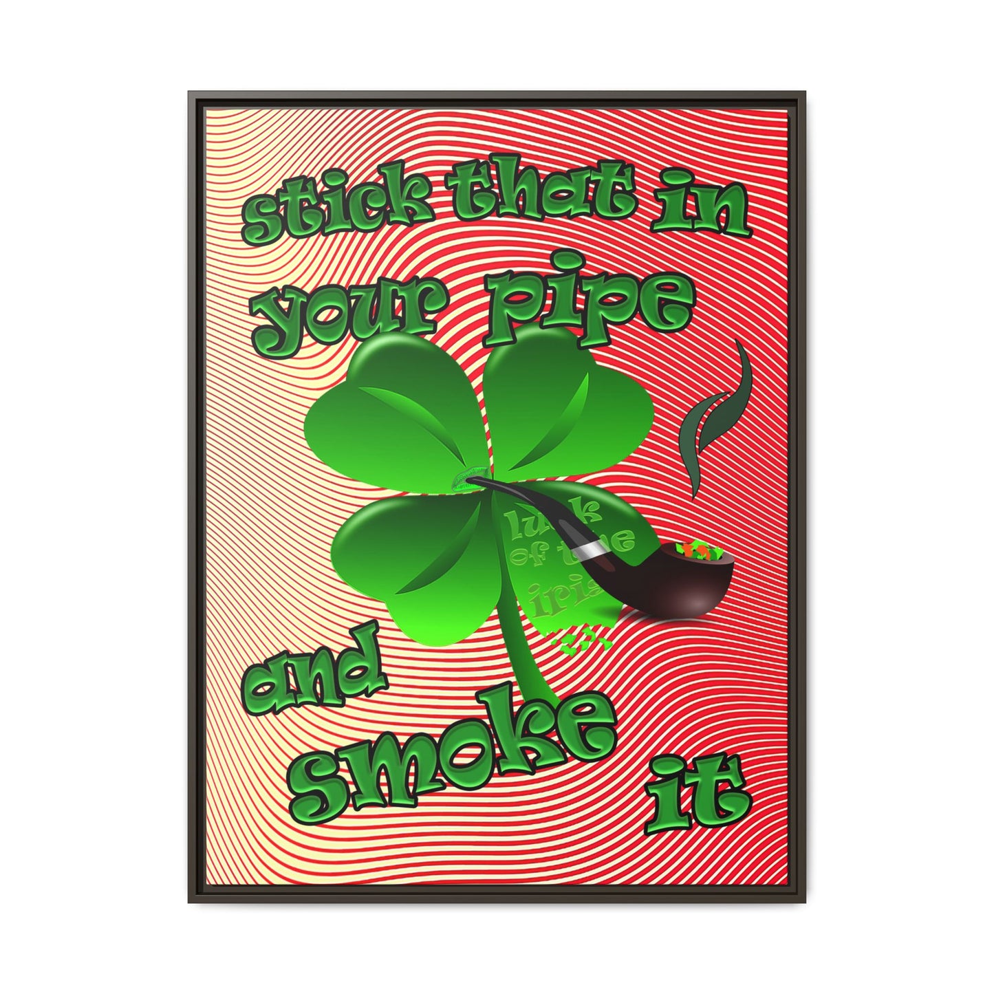 stick that in your pipe and smoke it - framed canvas art (yellow-orange wave)