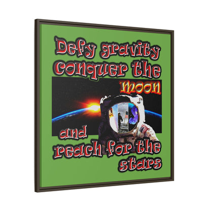 defy conquer reach - framed canvas art (green)