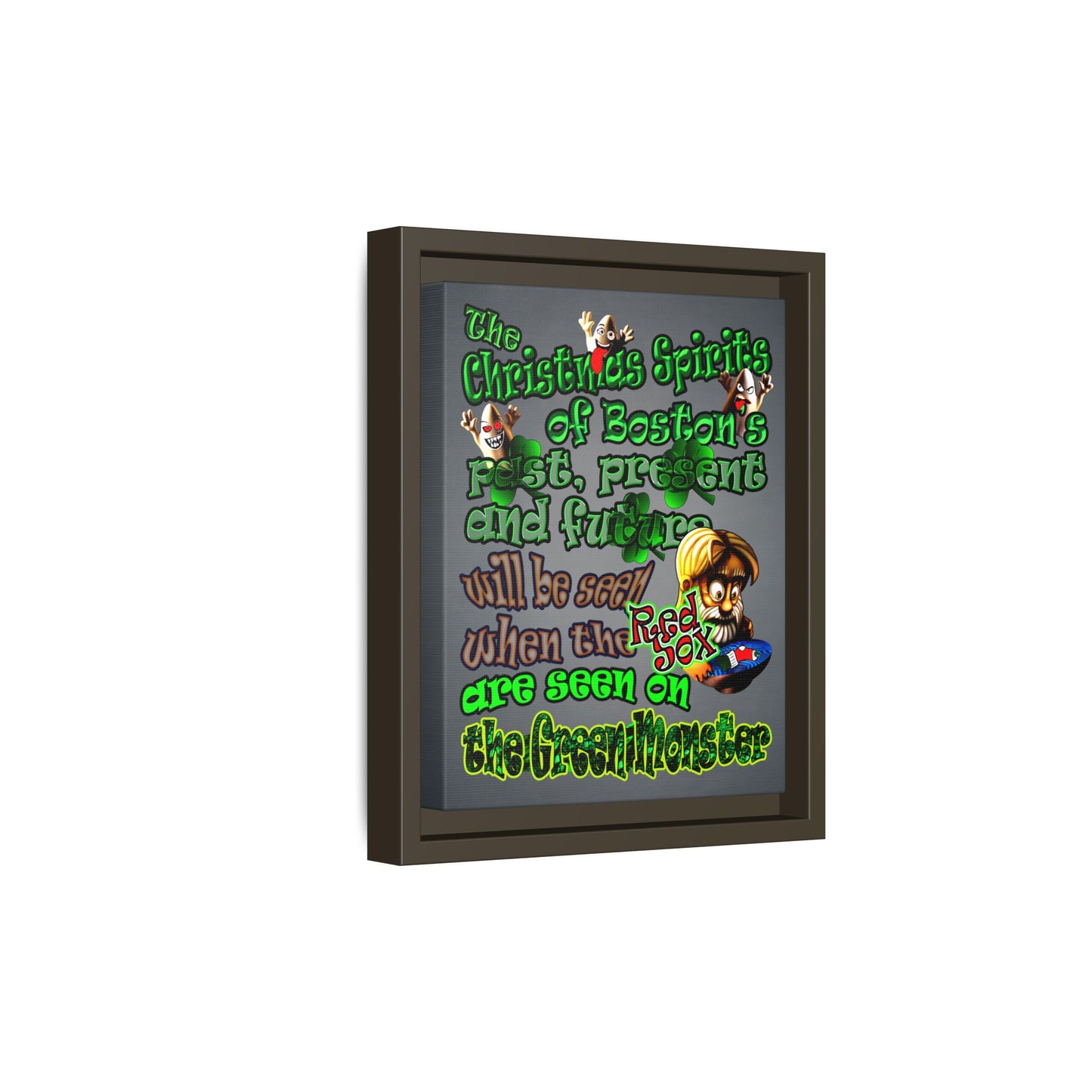 christmas spirits of boston - framed canvas art (grey-light grey)