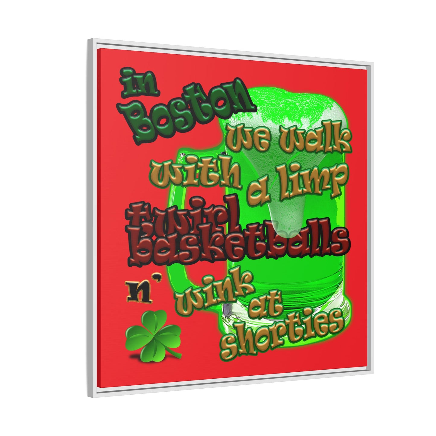celtics logo - framed canvas art (red)