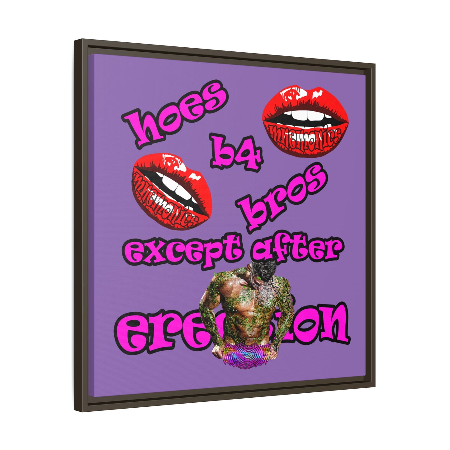 hoes b4 bros - framed canvas art (light purple)
