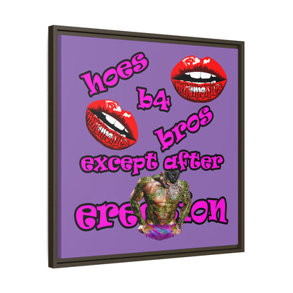 hoes b4 bros - framed canvas art (light purple)