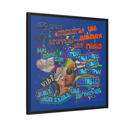 drop the beat - framed canvas art (dark blue)