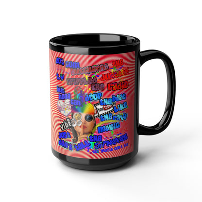 drop the beat - Black Mug (yellow-orange wave)