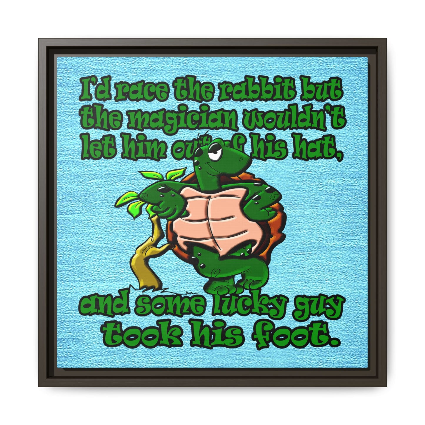 turtle race - framed canvas art (faded blue)