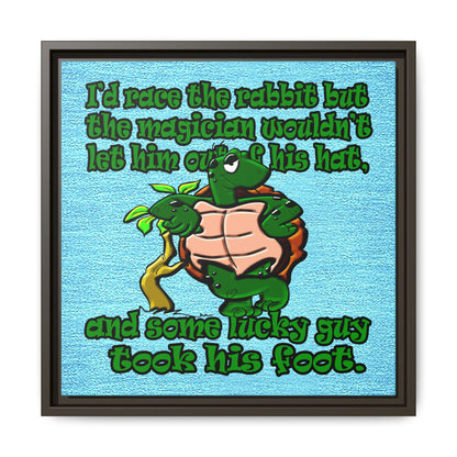turtle race - framed canvas art (faded blue)