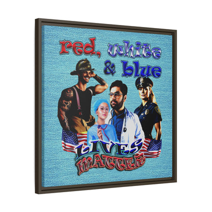 rw&b lives matter - framed canvas art (faded blue)