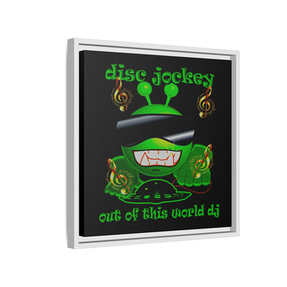disc jockey - framed canvas art (black)