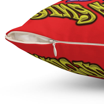 the bum's shit - Spun Polyester Square Pillow - (red)
