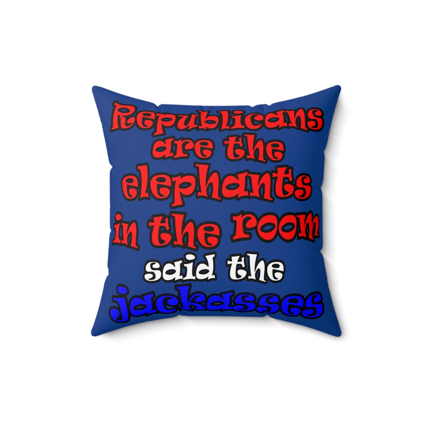 donkeys and elephants - Spun Polyester Square Pillow - (dark blue)