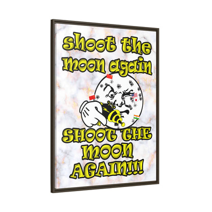 shoot the moon again - framed canvas art (white marble)