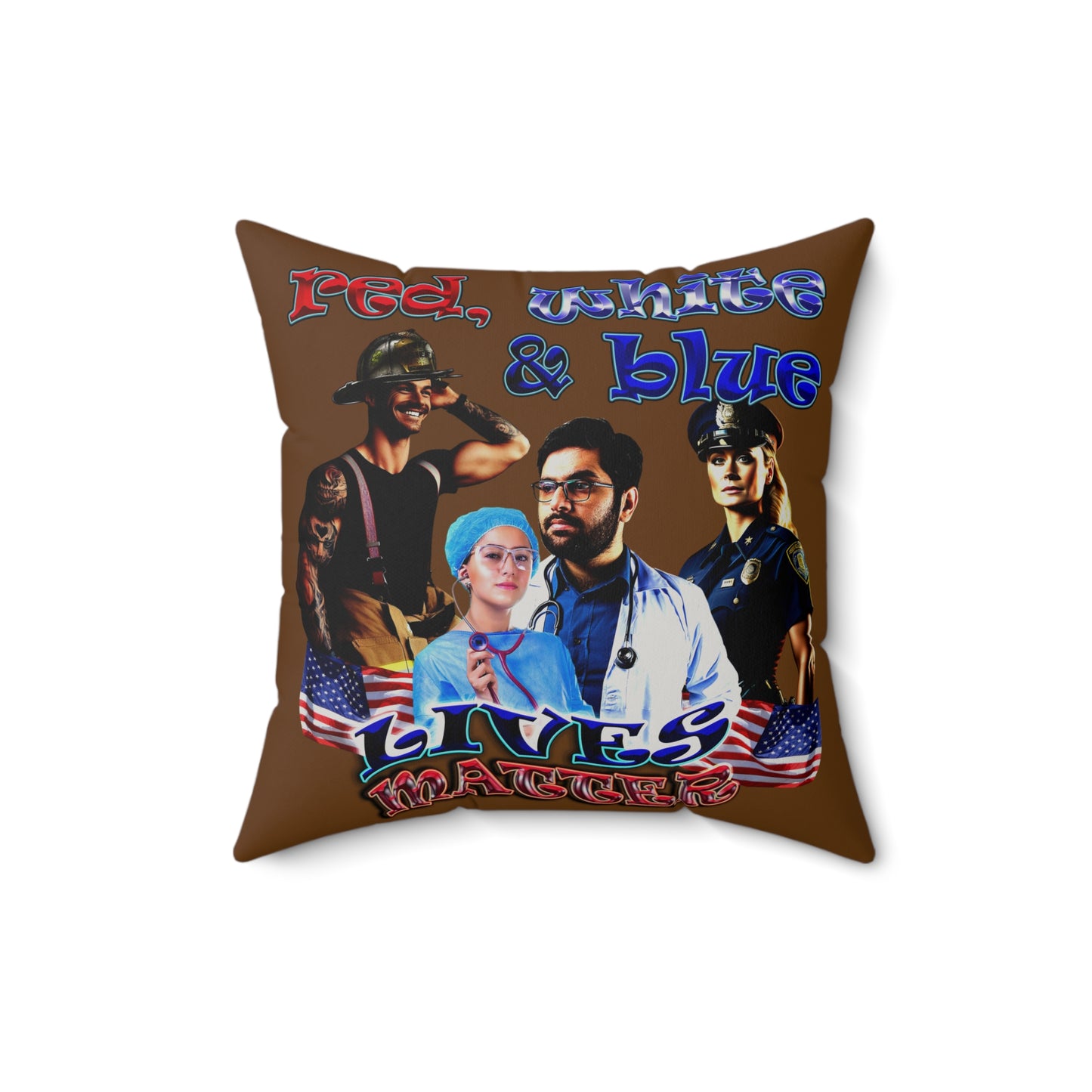 rw&b lives matter - Faux Suede Square Pillow - (brown)