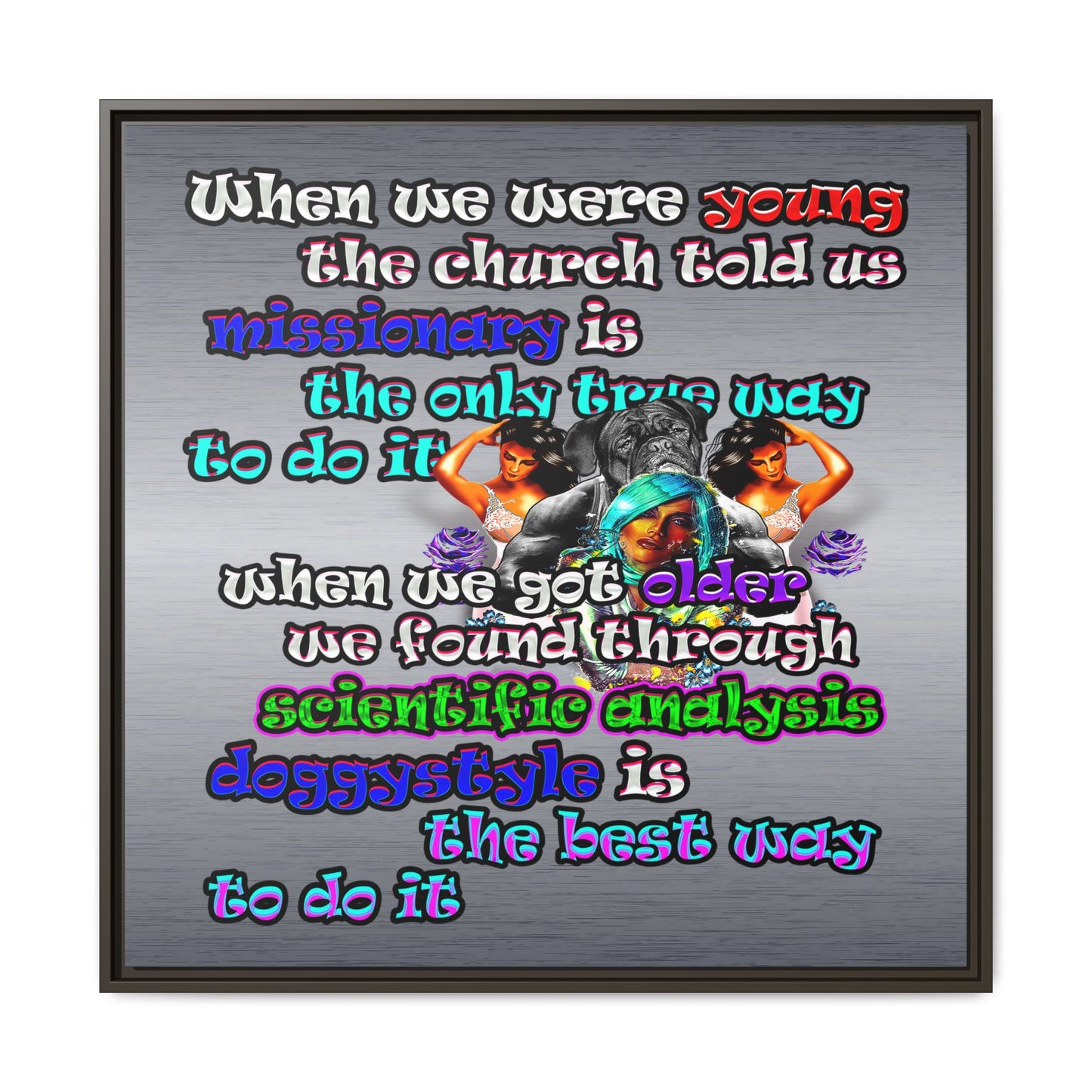 doggystyle - framed canvas art (brushed nickel)