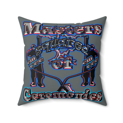 em cee squared - Spun Polyester Square Pillow - (dark grey)