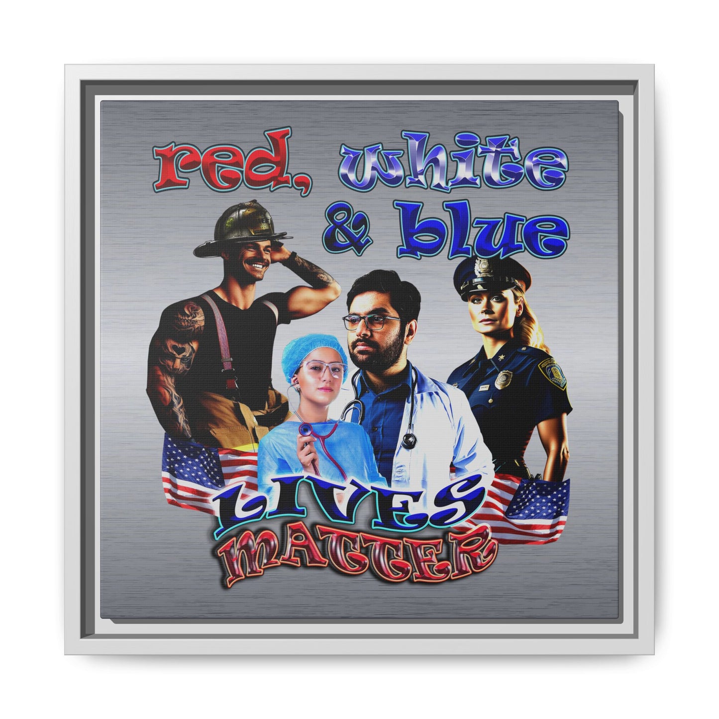 rw&b lives matter - framed canvas art (brushed nickel)