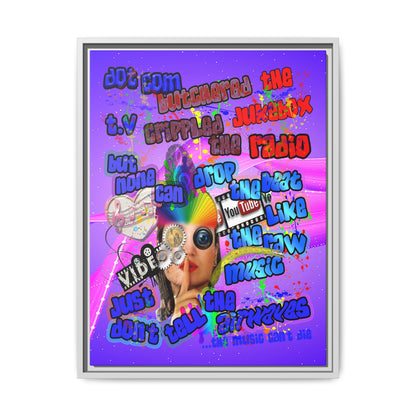 drop the beat - framed canvas art (purple-pink wave)