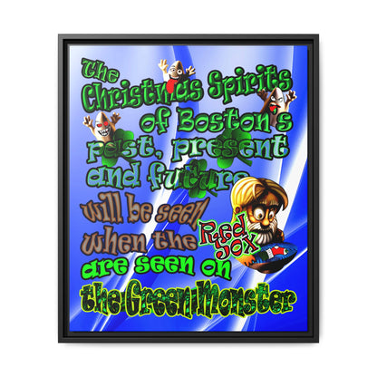 christmas spirits of boston - framed canvas art (blue-white wave)