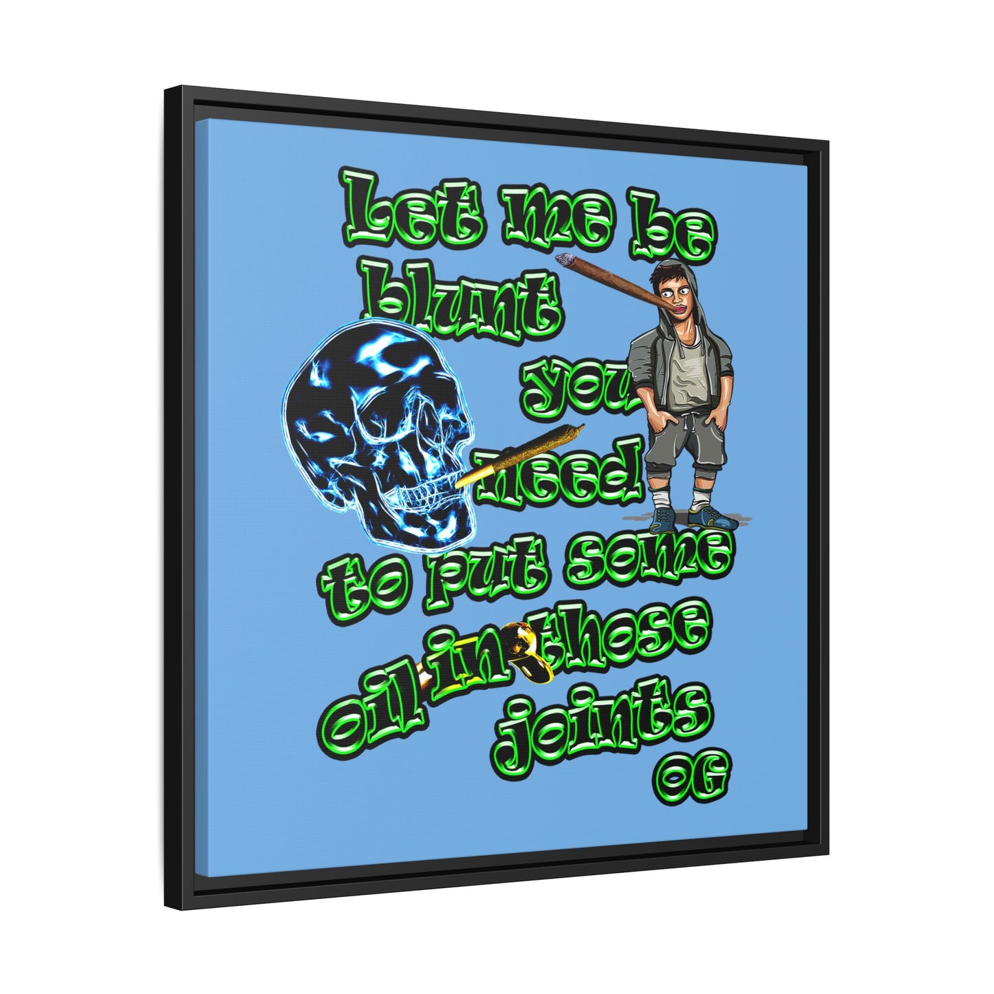 og - framed canvas art (light blue)