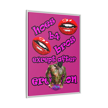 hoes b4 bros - framed canvas art (pink)
