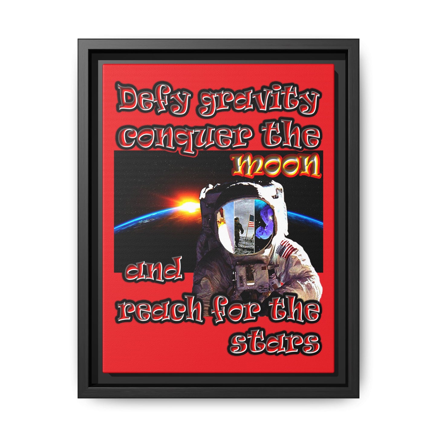 defy conquer reach - framed canvas art (red)