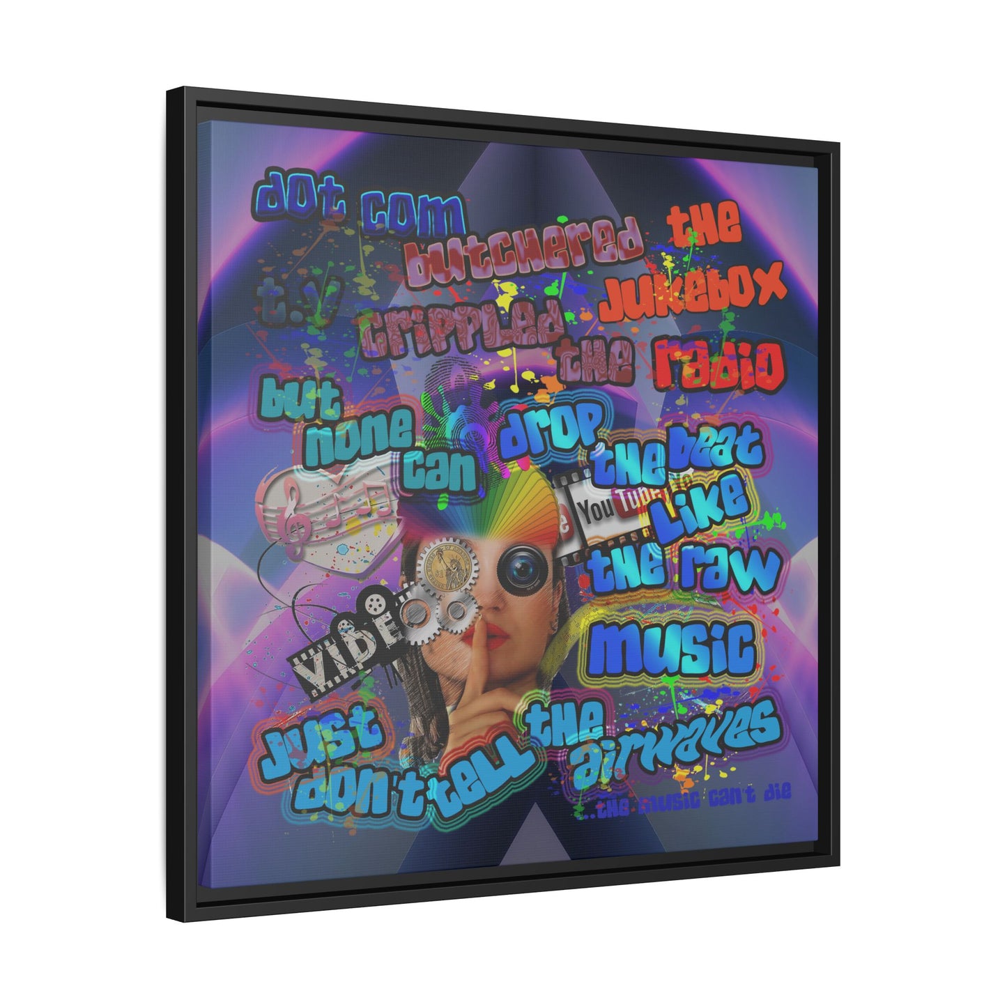 drop the beat - framed canvas art (grey-pink wave)
