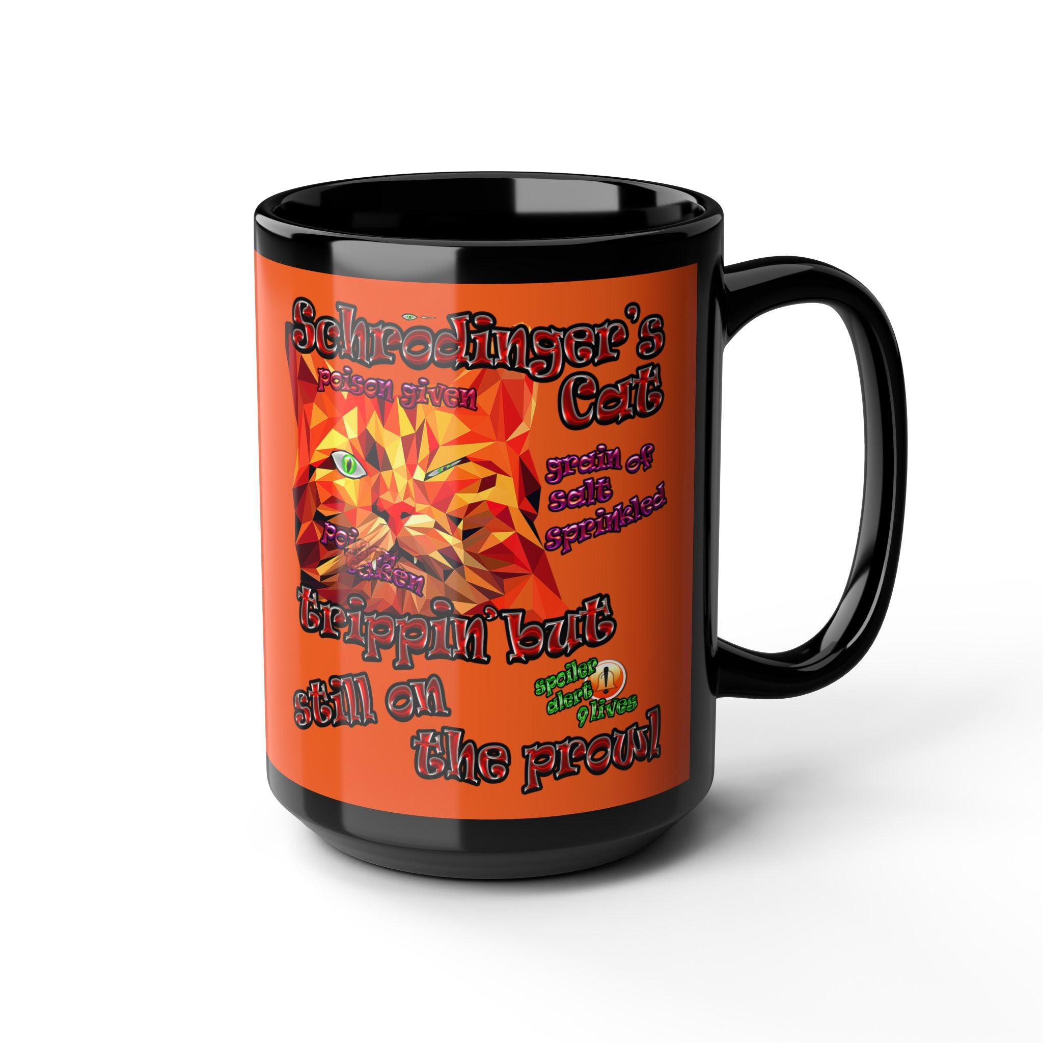 schrodinger's cat - Black Mug (orange)