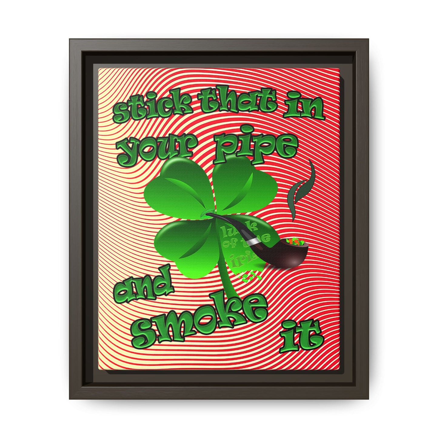 stick that in your pipe and smoke it - framed canvas art (yellow-orange wave)
