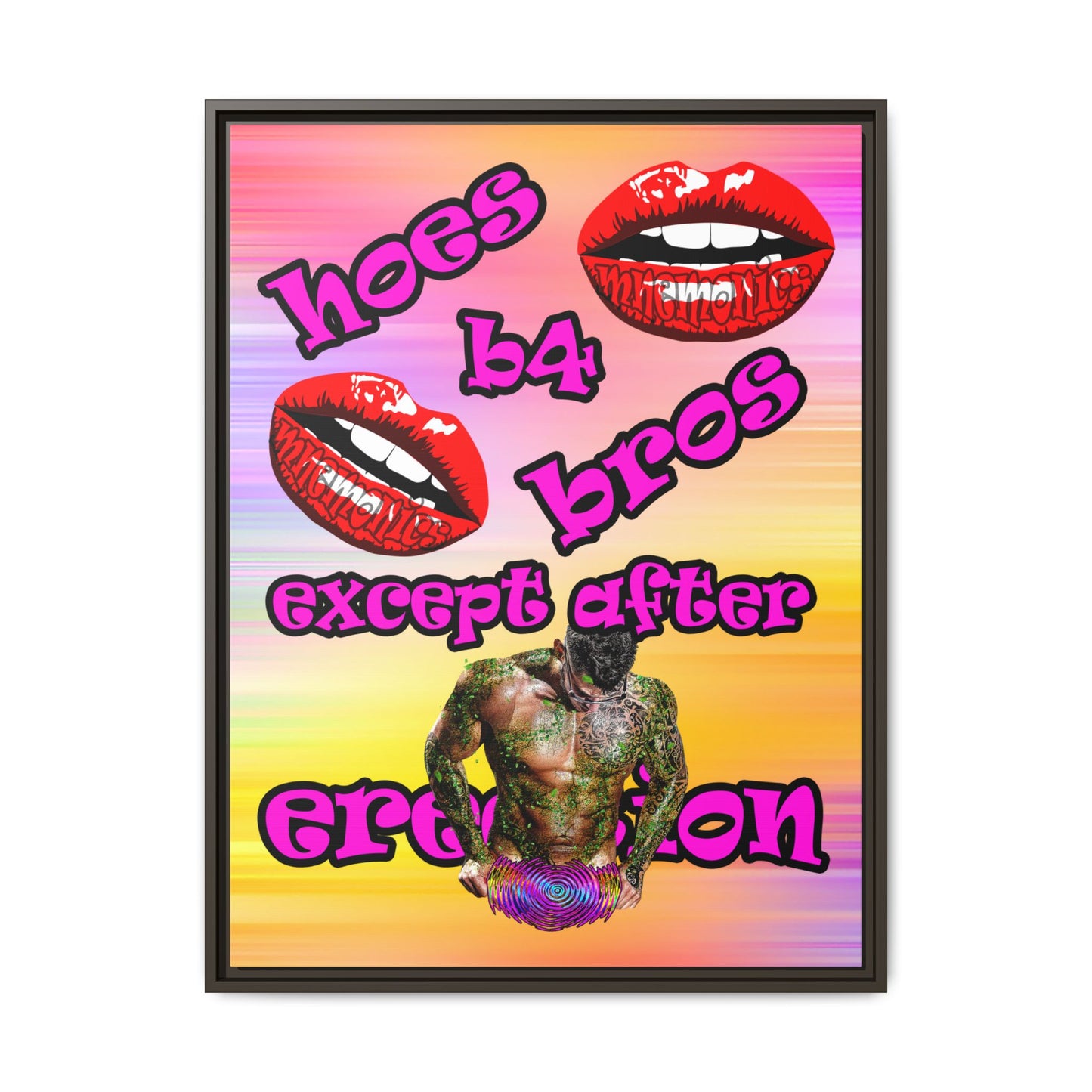 hoes b4 bros - framed canvas art (color blur)