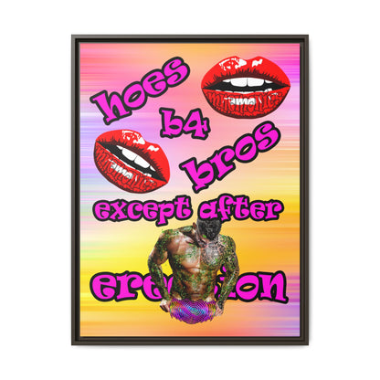 hoes b4 bros - framed canvas art (color blur)