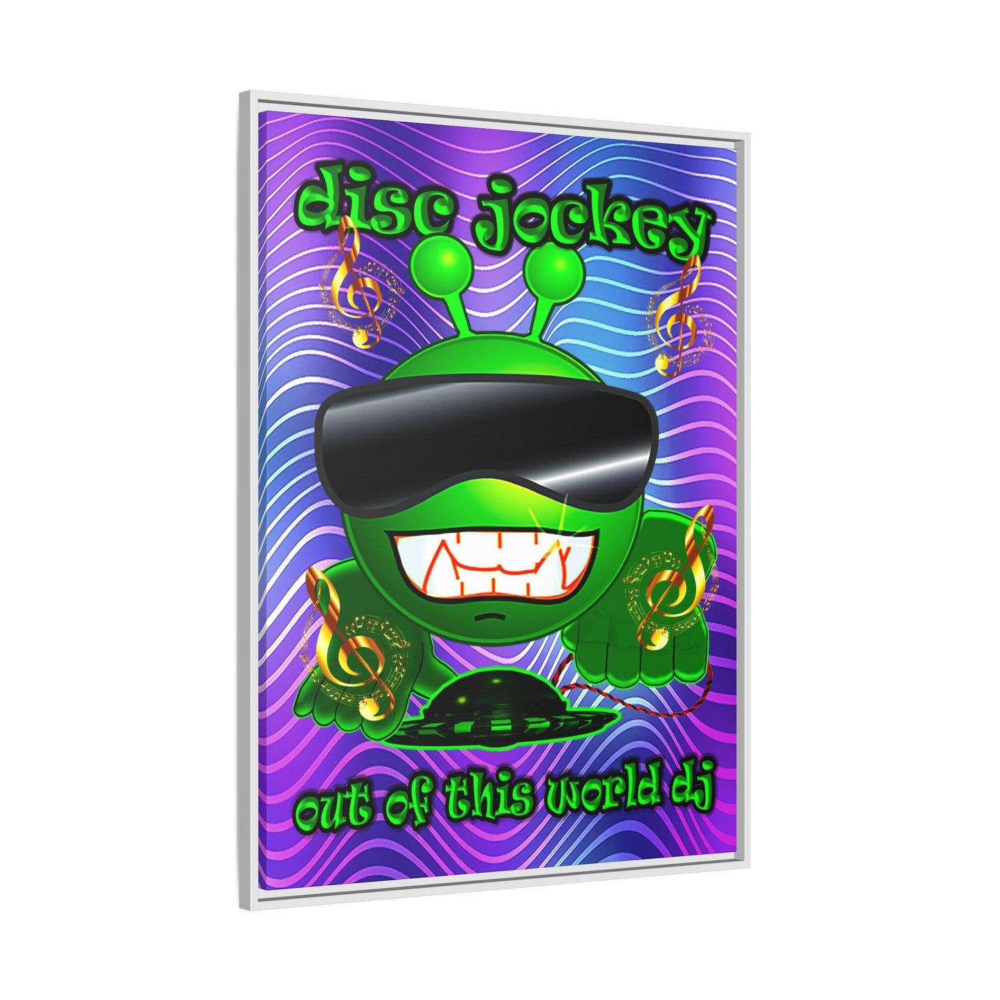 disc jockey - framed canvas art (purple wave)