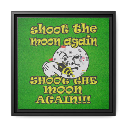 shoot the moon again - framed canvas art (green turf)