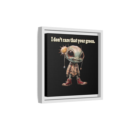 I don't care that your green - framed canvas art (black)