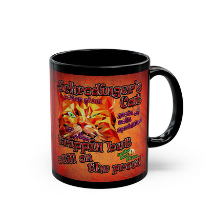 schrodinger's cat - Black Mug (burnt orange)