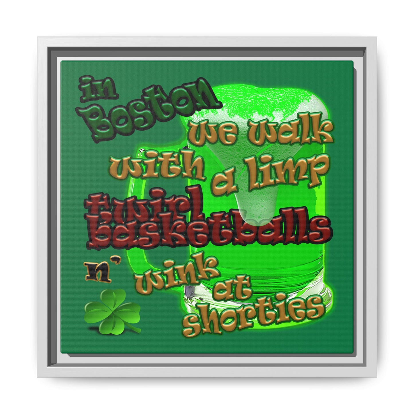 celtics logo - framed canvas art (dark green)