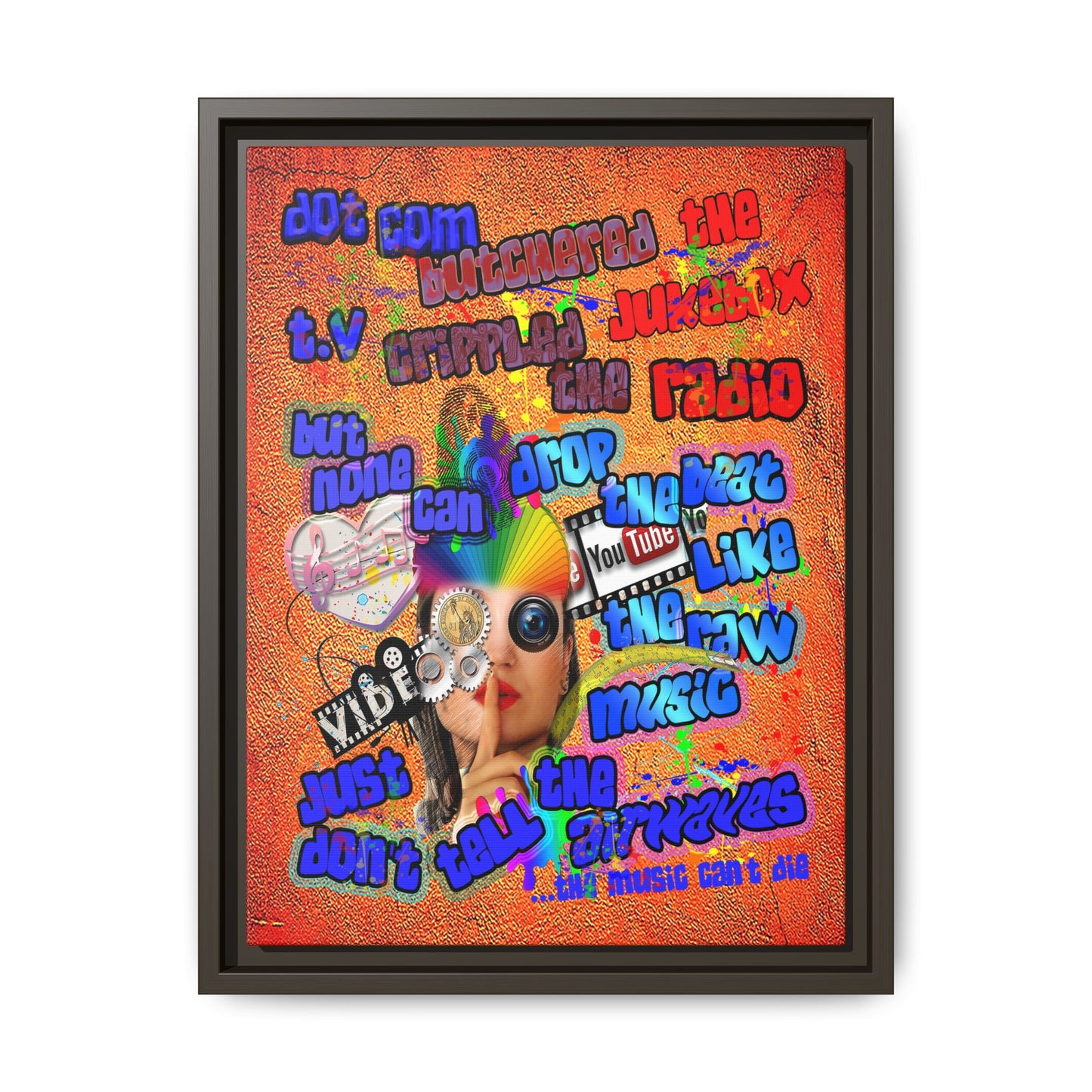 drop the beat - framed canvas art (burnt orange)