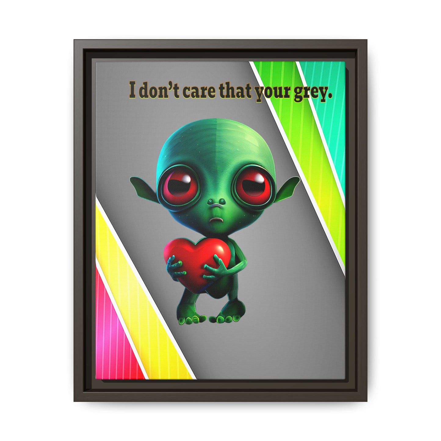 I don't care that your grey - framed canvas art (rainbow split)