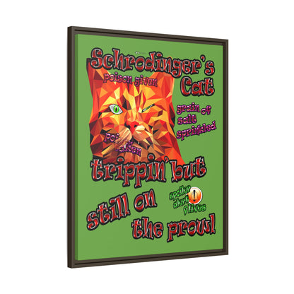schrodinger's cat - framed canvas art (green)