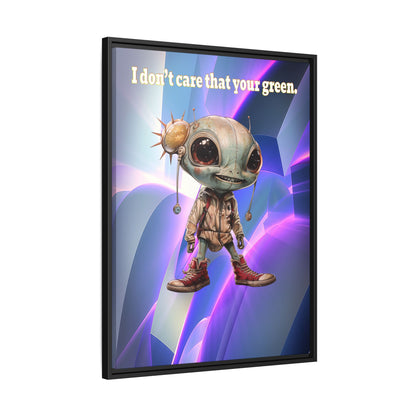 I don't care that your green - framed canvas art (grey-pink wave)