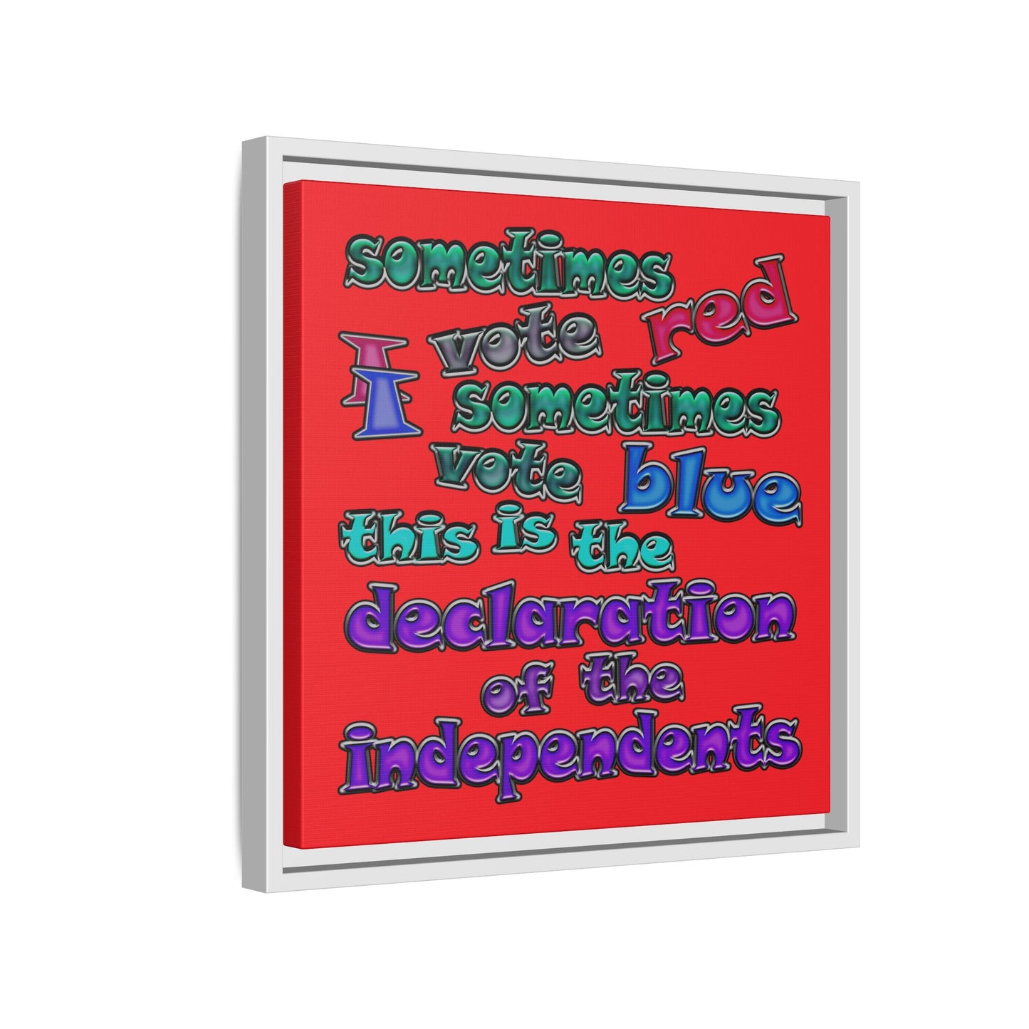 declaration of the independents - framed canvas art (red)
