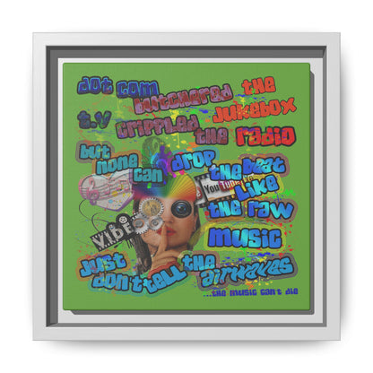 drop the beat - framed canvas art (green)