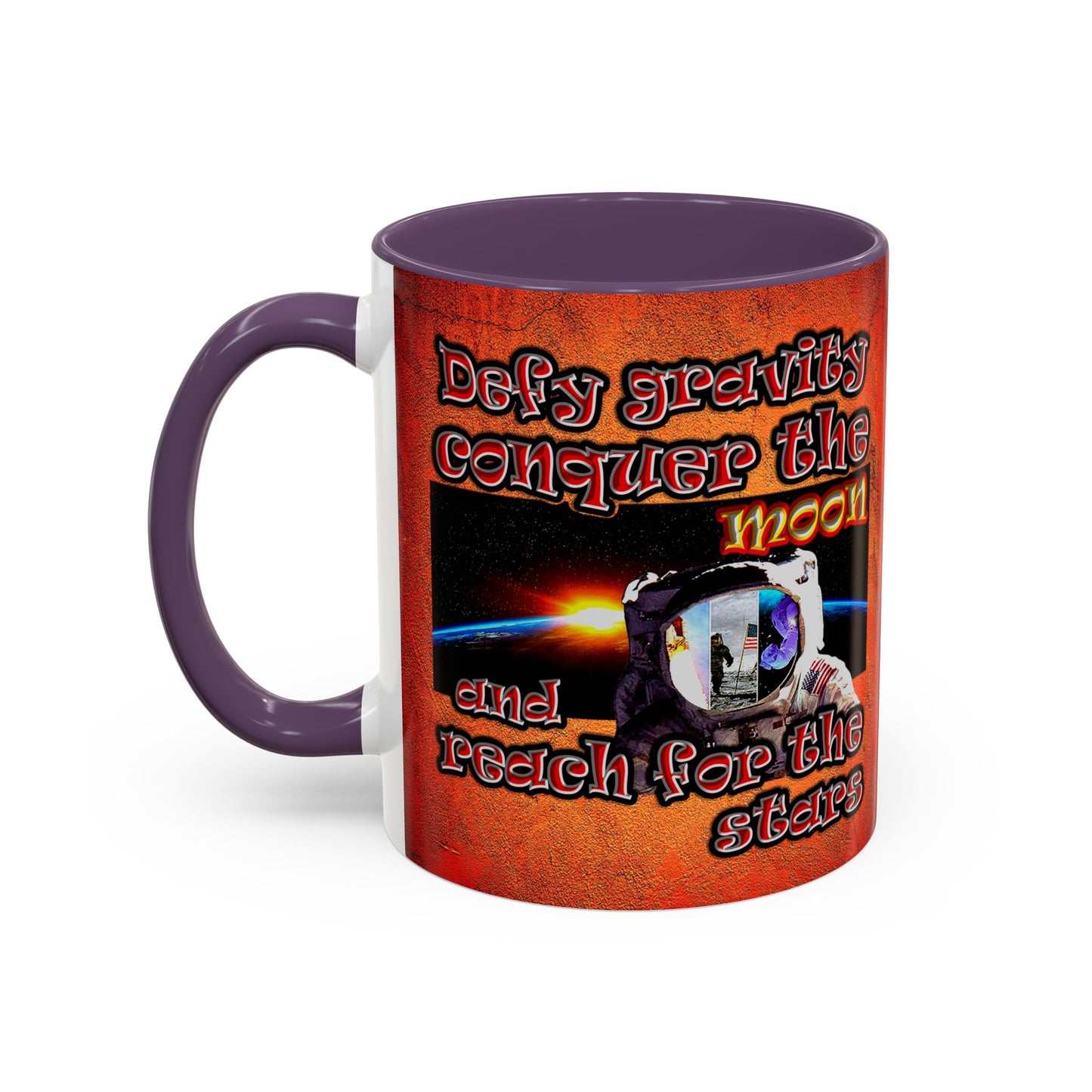 defy conquer reach - Accent Mug (burnt orange)