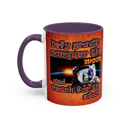 defy conquer reach - Accent Mug (burnt orange)