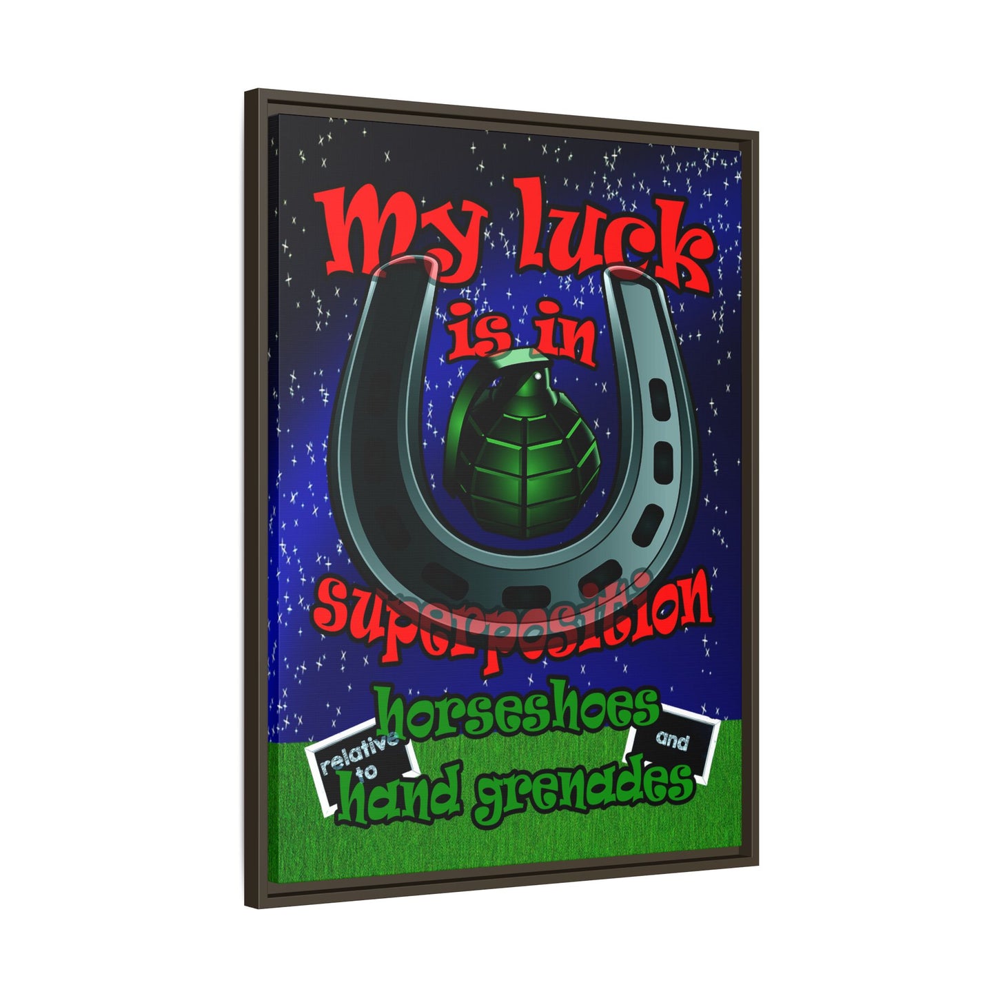 my luck - framed canvas art ('snoops' background)