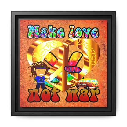 love peace - framed canvas art (burnt orange)