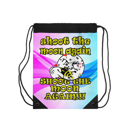 shoot the moon again - Drawstring Bag (light blue-pink wave)