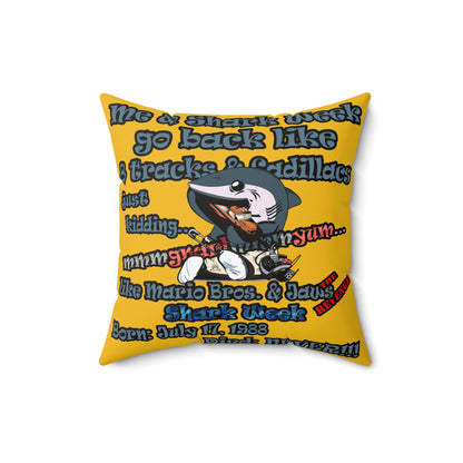 shark week - Faux Suede Square Pillow - (yellow)