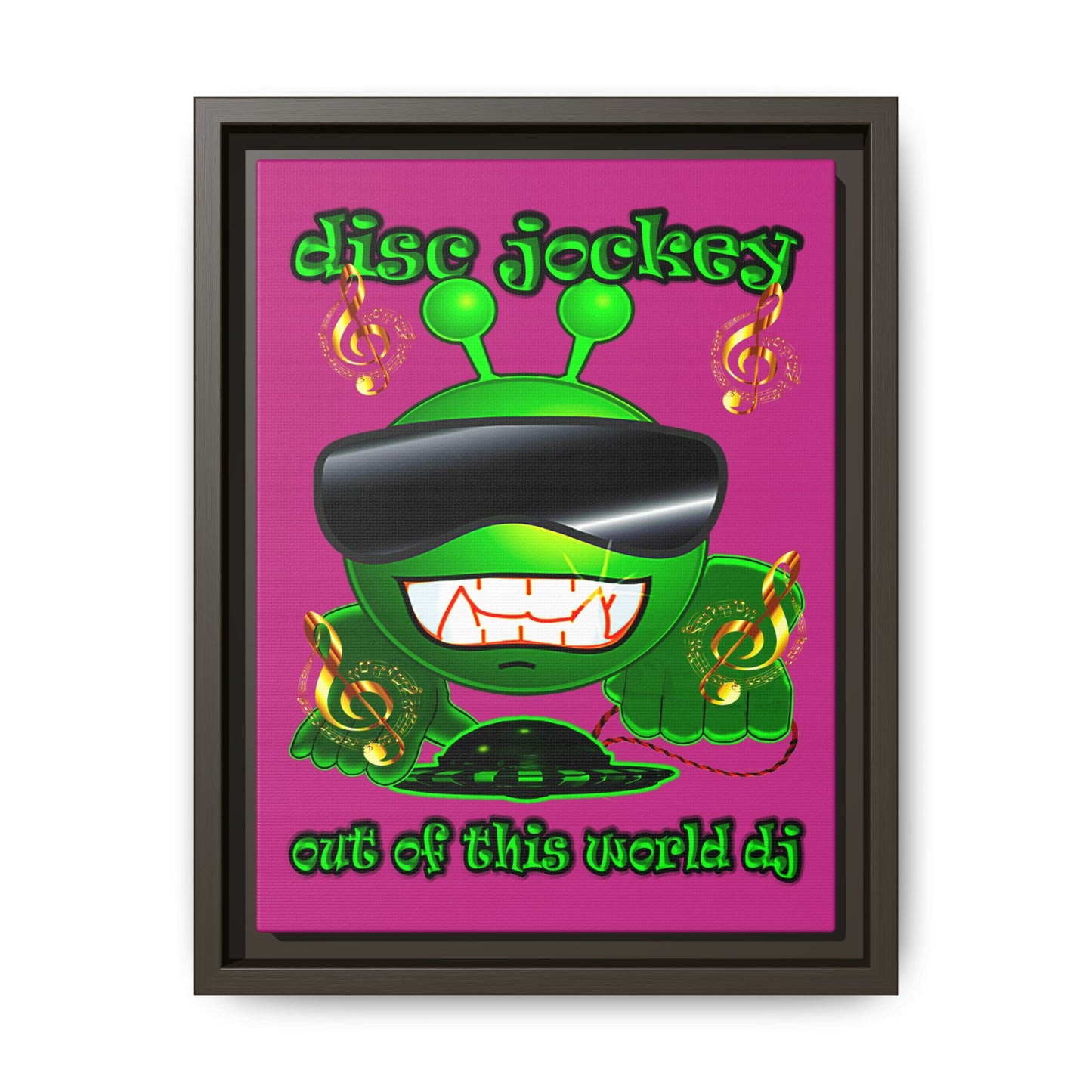 disc jockey - framed canvas art (pink)
